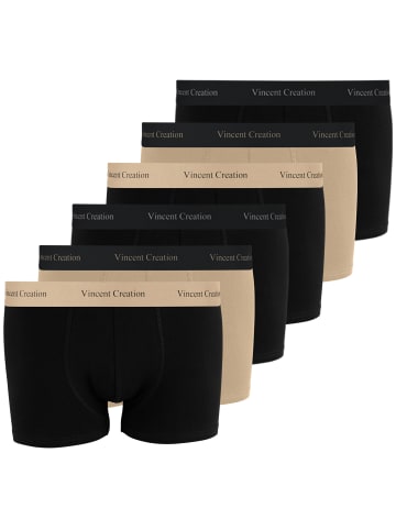 Vincent Creation® Boxershorts-Hipster 6 Stück in schwarz/taupe/schwarz