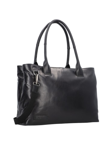 Plevier Rock Amber Schultertasche Leder 43 cm Laptopfach in schwarz