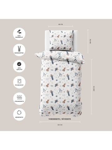 TRAUMHELDEN Bettwäsche-Set "Space Weltall-Abenteuer" in Weiß/ Beige/ Blau