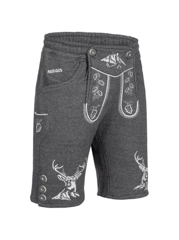 PAULGOS Jogginghose Design Trachten Lederhose Bermuda Shorts Kurz JOK4 in Dunkelgrau