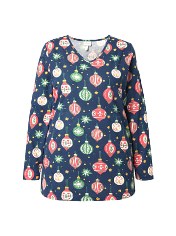 Ulla Popken Pyjama-Shirt in navy blau