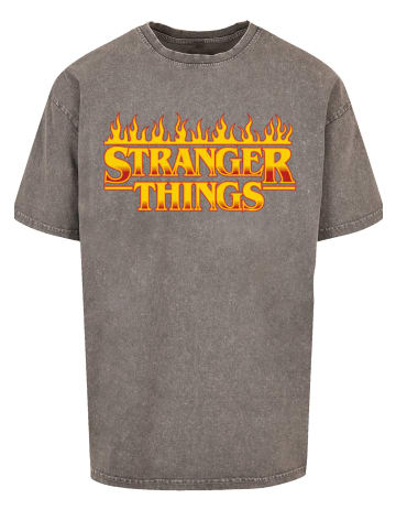 F4NT4STIC Oversize T-Shirt Stranger Things Fire Logo Women Netflix TV Series in Asphalt