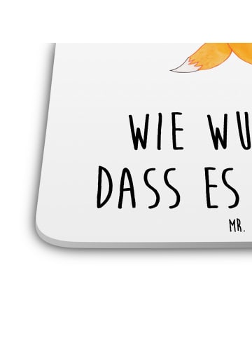 Mr. & Mrs. Panda Glasuntersetzer Fuchs Blumen mit Spruch in Weiß
