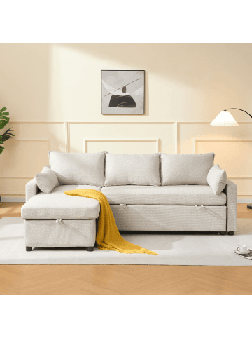 CALICOSY Sofa LOUISON in Beige - (W) 219 x (H) 84 x (L) 147 cm