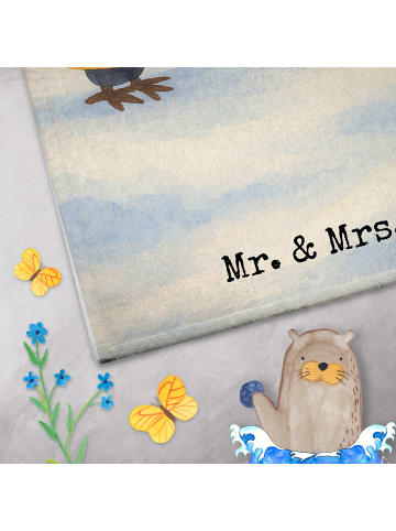 Mr. & Mrs. Panda Handtuch Pinguin Liebe Design ohne Spruch in Weiß