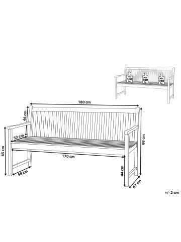 Beliani Gartenbank VIVARA in Braun - (W) 180 x (H) 88 x (L) 67 cm
