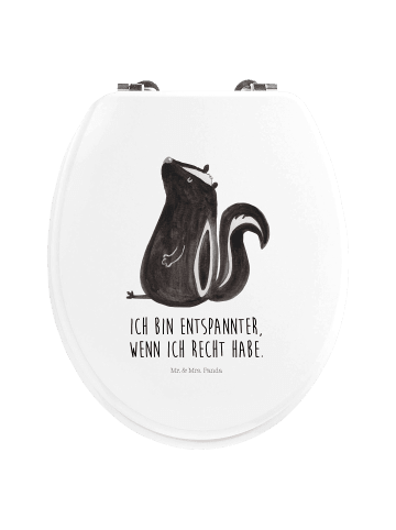 Mr. & Mrs. Panda WC Deckel Stinktier Sitzen mit Spruch in Weiß