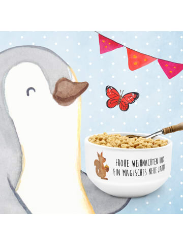 Mr. & Mrs. Panda Müslischale Eichhörnchen Weihnachten mit Spruch in Weiß