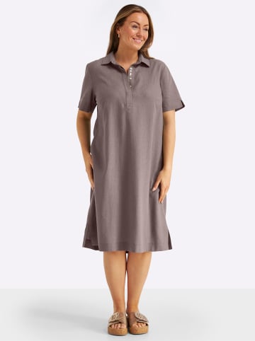 sheego Leinenkleid in dunkeltaupe