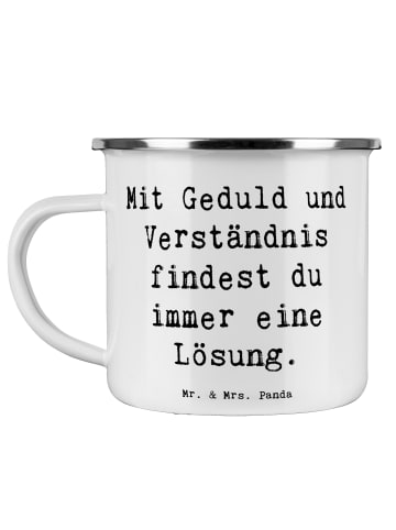 Mr. & Mrs. Panda Emaille Tasse Spruch Konflikte friedlich lösen ... in Weiß