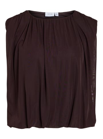 Vila O-Neck S/L Top mit Schulterpolstern in Black Beauty