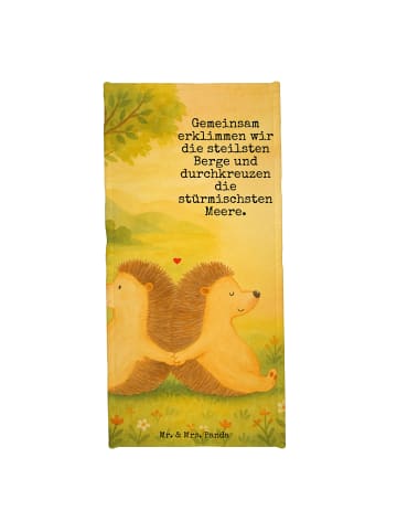 Mr. & Mrs. Panda Badehandtuch Igel händchenhaltend Design mit Sp... in Grau Pastell