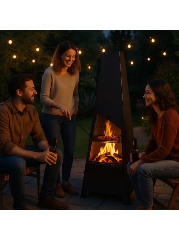 Gartenkamin in Schwarz - (B)44,5 x (H)149 x (T)44,5 cm