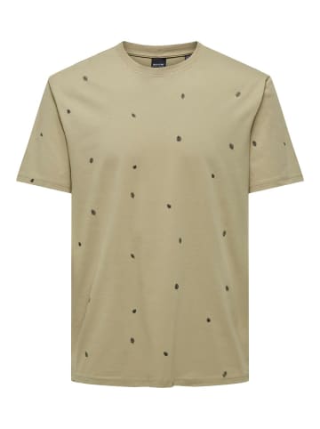 Only&Sons T-Shirt Rundhals Kurzarm Baumwolle Shirt in Beige