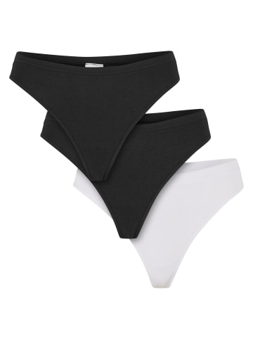 Urban Classics Urban Classics Ladies Rip Tanga 3-Pack in black+black+white