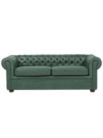 3-Sitzer Sofa CHESTERFIELD in Grün/Braun - (W) 195 x (H) 70 x (L) 76 cm