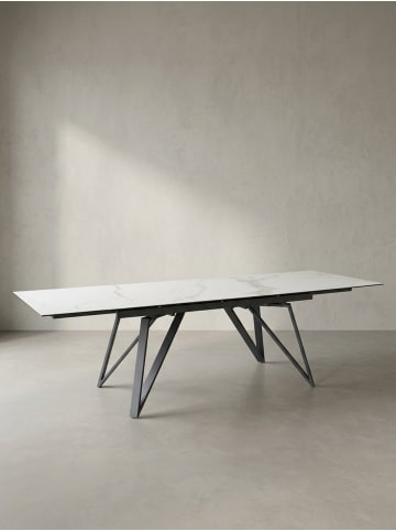 KADIMA DESIGN Esszimmertisch 180 - 260 cm Ausziehbar Keramik Glas , in Weiß