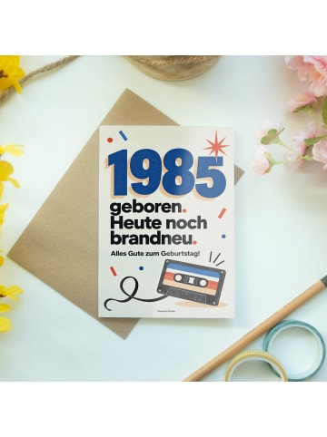 Geburtstagskarte 1985. Geburtstag Zahl humorvol... in Weiß