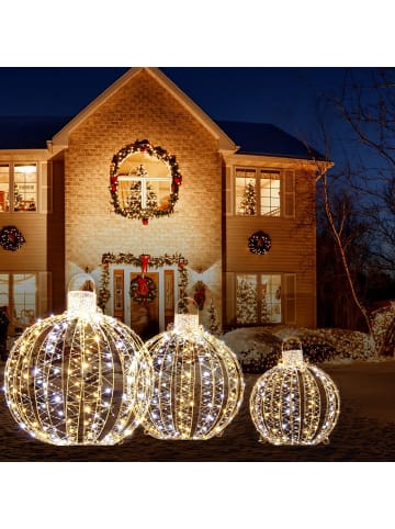 COSTWAY 3er Set LED Dekokugel Weihnachtsdeko in Gold