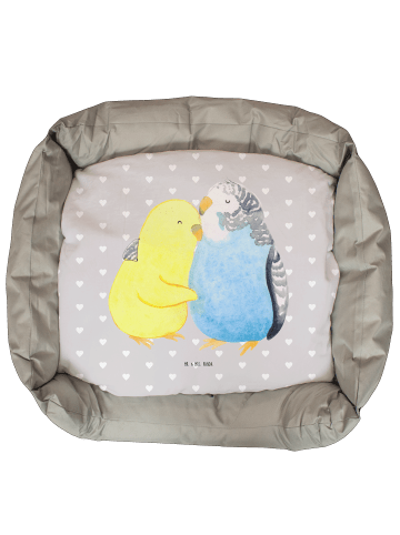 Mr. & Mrs. Panda Katzenkissen Wellensittich Liebe ohne Spruch in Grau Pastell