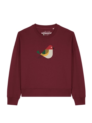 wat? Apparel Sweatshirt Vogel in Weinrot