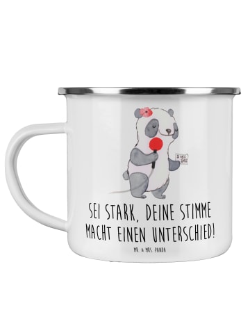 Mr. & Mrs. Panda Campingbecher Deine Stimme zählt mit Spruch in Weiß