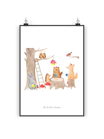 Mr. & Mrs. Panda Poster Waldtiere Picknick mit Spruch in Weiß