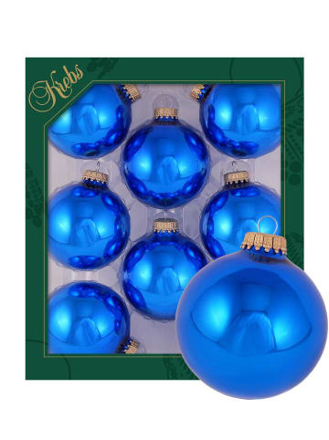 Krebs Glas Lauscha 8er-Set: Baumkugeln in Blau