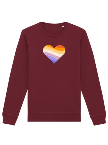 wat? Apparel Sweatshirt Rainbow Heart in Weinrot