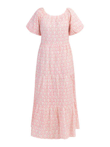 IZIA Damen Kurzarm Maxikleid in Neon Pink