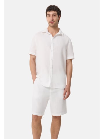 CASH-MERE.CH Leinen Hemd Kurzarm in Weiss