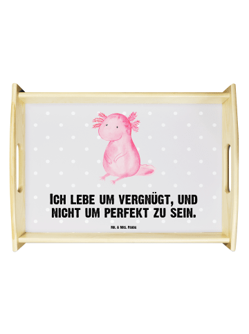 Mr. & Mrs. Panda Holztablett Axolotl Niedlich mit Spruch in Grau Pastell