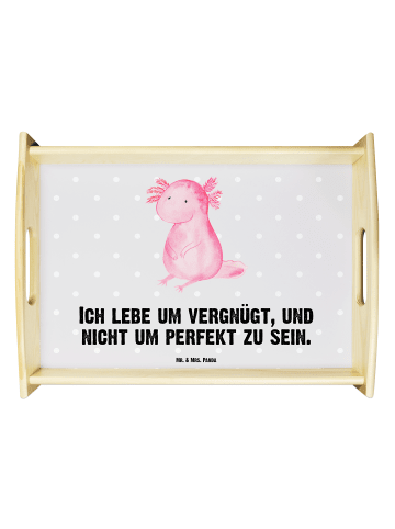 Mr. & Mrs. Panda Serviertablett Axolotl null mit Spruch in Grau Pastell