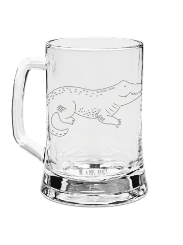 Mr. & Mrs. Panda Gravur Bierkrug Krokodil ohne Spruch in Transparent