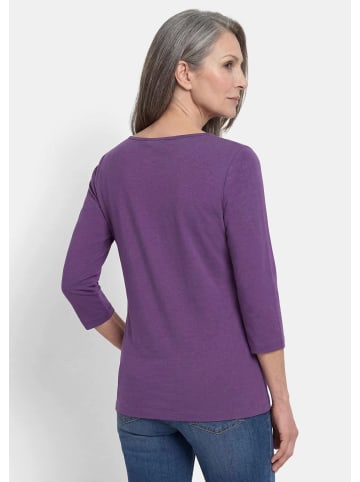 GOLDNER Kurzgröße:  Basic Shirt mit U-Boot-Ausschnitt in lila