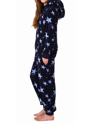 NORMANN Jumpsuit Overall Schlafanzug Pyjama langarm Sterne - 70319 in marine