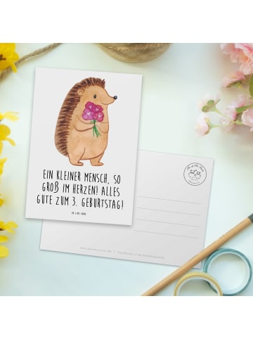 Mr. & Mrs. Panda Postkarte 3. Geburtstag Herz mit Spruch in Weiß