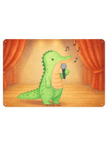 Mr. & Mrs. Panda Blechschild Krokodil Singen Design ohne Spruch in Weiß