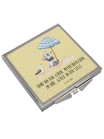 Mr. & Mrs. Panda Klappspiegel Sommer Meer Glück mit Spruch in Gelb Pastell