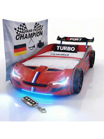 Coemo Autobett GTE im Rennwagen-Design mit Lattenrost in Rot