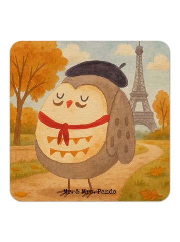 Mr. & Mrs. Panda Bierdeckel Eule Frankreich Design ohne Spruch in Weiß