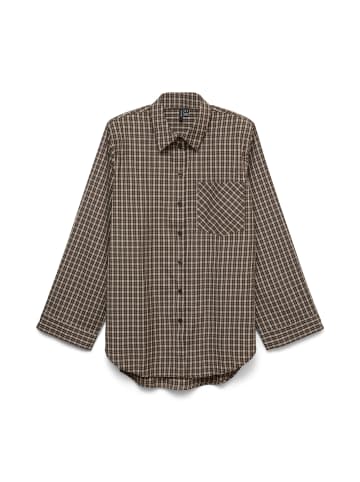 Vero Moda Loose Check Shirt Langarmhemd in Chocolate Torte