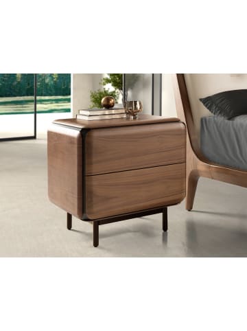 Angel Cerdá Nachttisch aus Nussbaum, Wenge und braunem Metallstahl