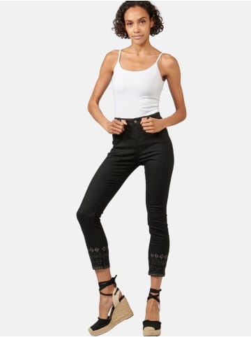 KOROSHI Hose mit Stickerei am Saum in schwarz