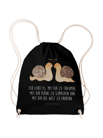 Mr. & Mrs. Panda Tasche Schnecken Liebe mit Spruch in Schwarz