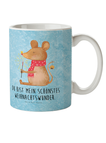 Mr. & Mrs. Panda Kindertasse Maus Weihnachten mit Spruch in Eisblau