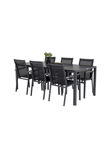 ebuy24 1 x Tisch 6 x Stühle Schwarz 90 x 205 cm