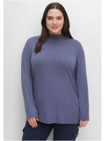 sheego Langarmshirt in indigo meliert