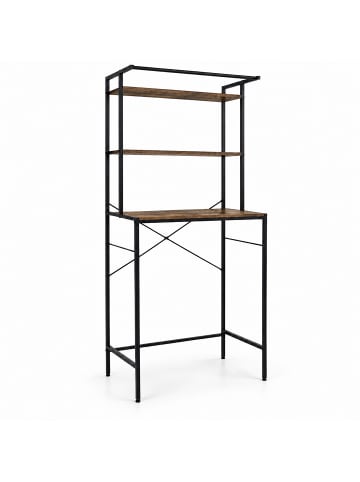 relaxdays Waschmaschinenschrank in Braun/ Schwarz - (B)66 x (H)161 x (T)40 cm