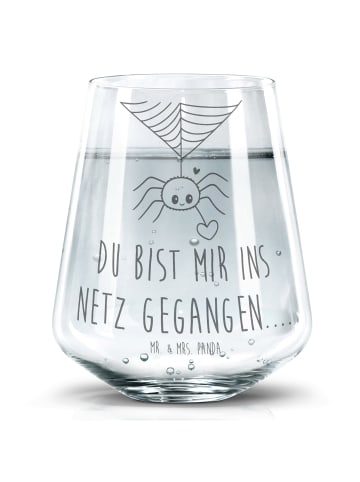 Mr. & Mrs. Panda Trinkglas Spinne Agathe Liebe mit Spruch in Transparent
